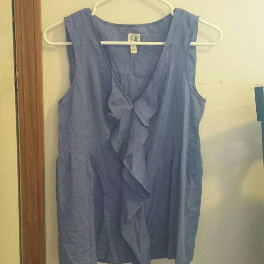 Anthropologie periwinkle ruffles blouse
